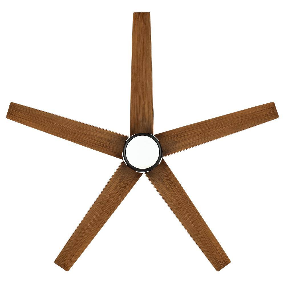 Hampton Bay Mena 54 in. White Color Changing Integrated LED IndoorOutdoor Matte Black Ceiling Fan with Light and Remote Control 58919