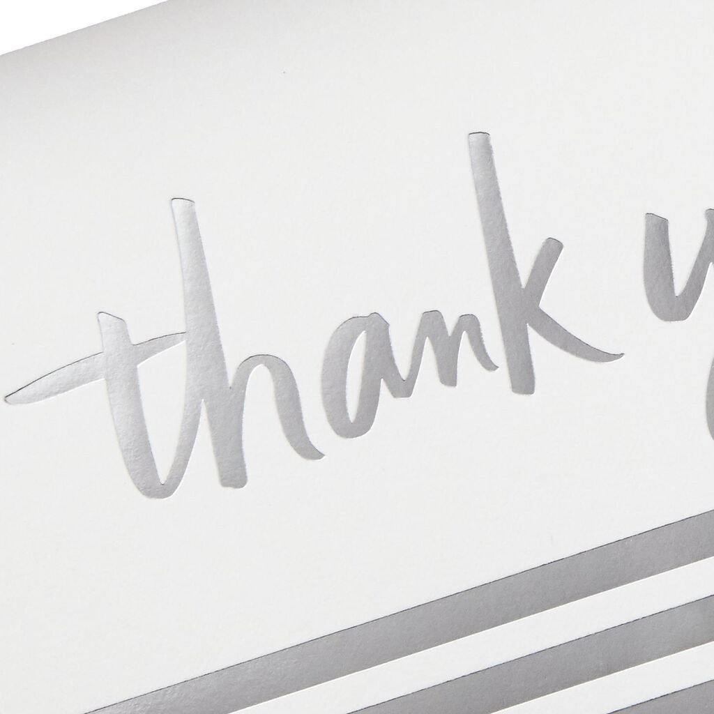 Hallmark   Silver Foil Stripe Blank Thank You Notes, Box of 20