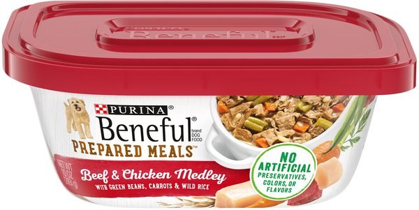 Purina Beneful Prepared Meals Beef and Chicken Medley with Green Beans， Carrots and Wild Rice Wet Dog Food