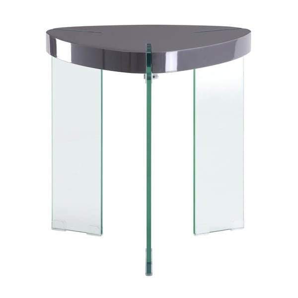 ACME Noland End Table in Gray High Gloss and Clear Glass