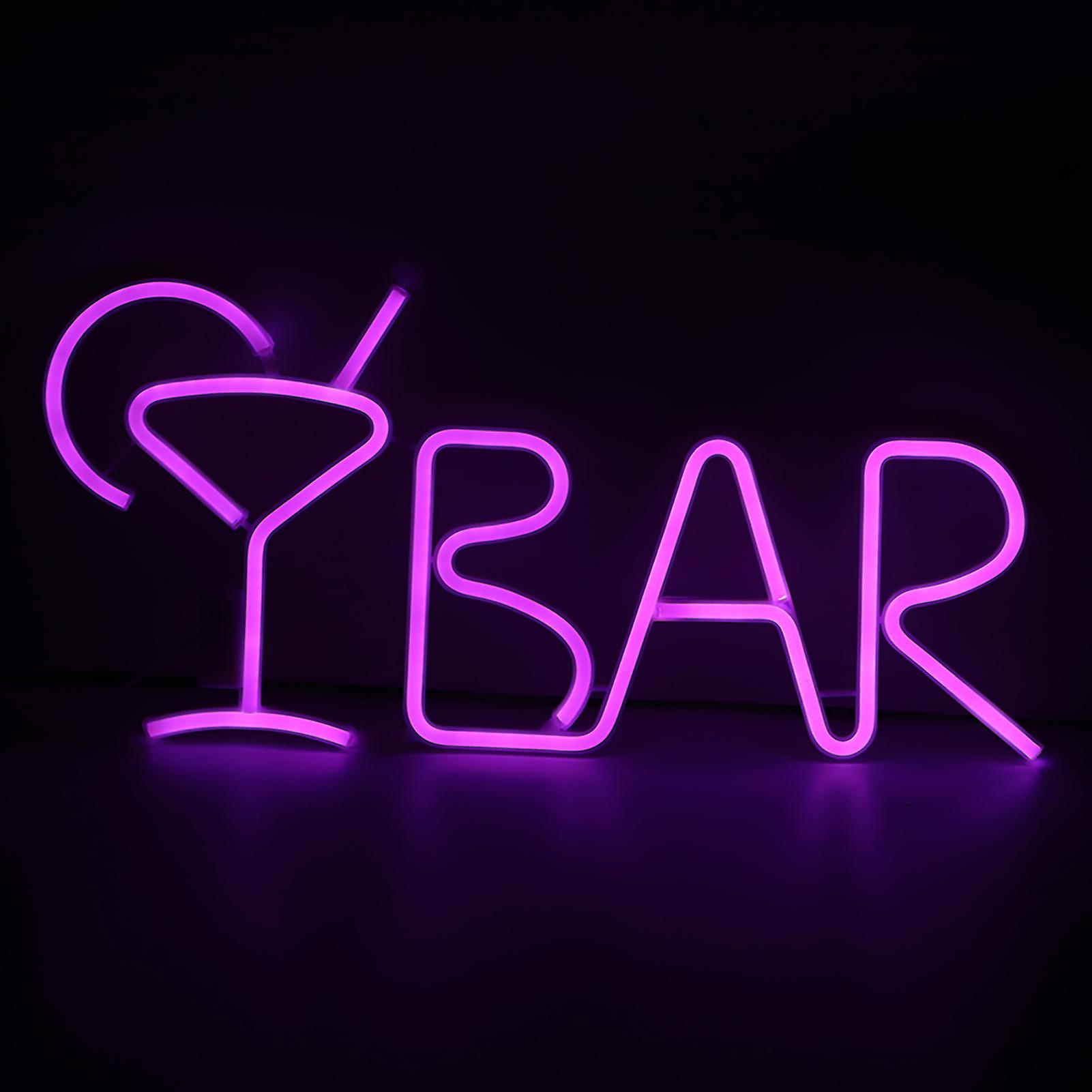 BAR Letters Shaped LED Neon Light Shop Signs Light for Party Bar Home DecorPurple