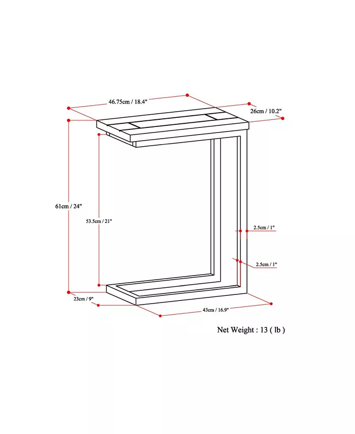 Simpli Home Skyler Solid Mango Wood C Side Table