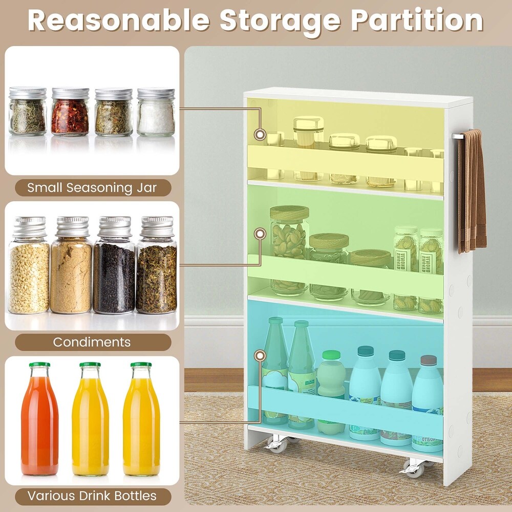 Costway 4 Tier Slim Storage Cart with Open Shelves Rolling Kitchen   See Details