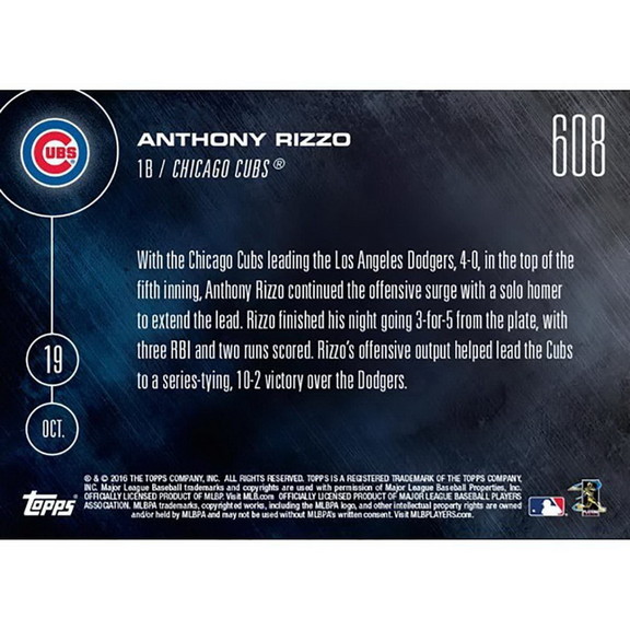 Topps TPS 16TN 0608 C MLB Chicago Cubs Anthony Riz...