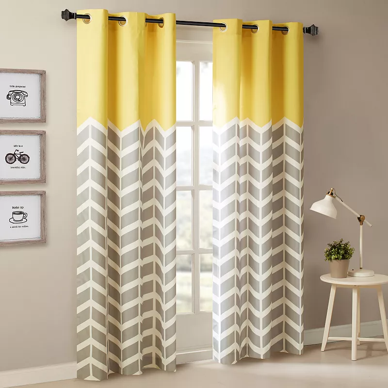 Intelligent Design 2-pack Elle Chevron Room Darkening Window Curtains