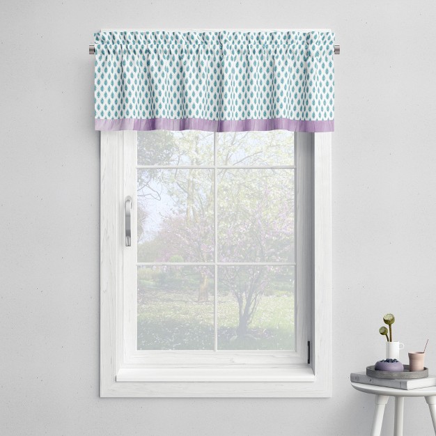 Bacati Isabella Leaves Aqua lilac purple Window Valance