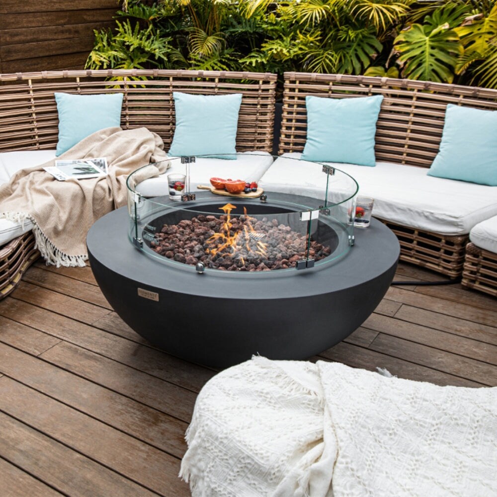 Elementi Lunar Dark Grey Outdoor Fire Pit Bowl   42 Inches