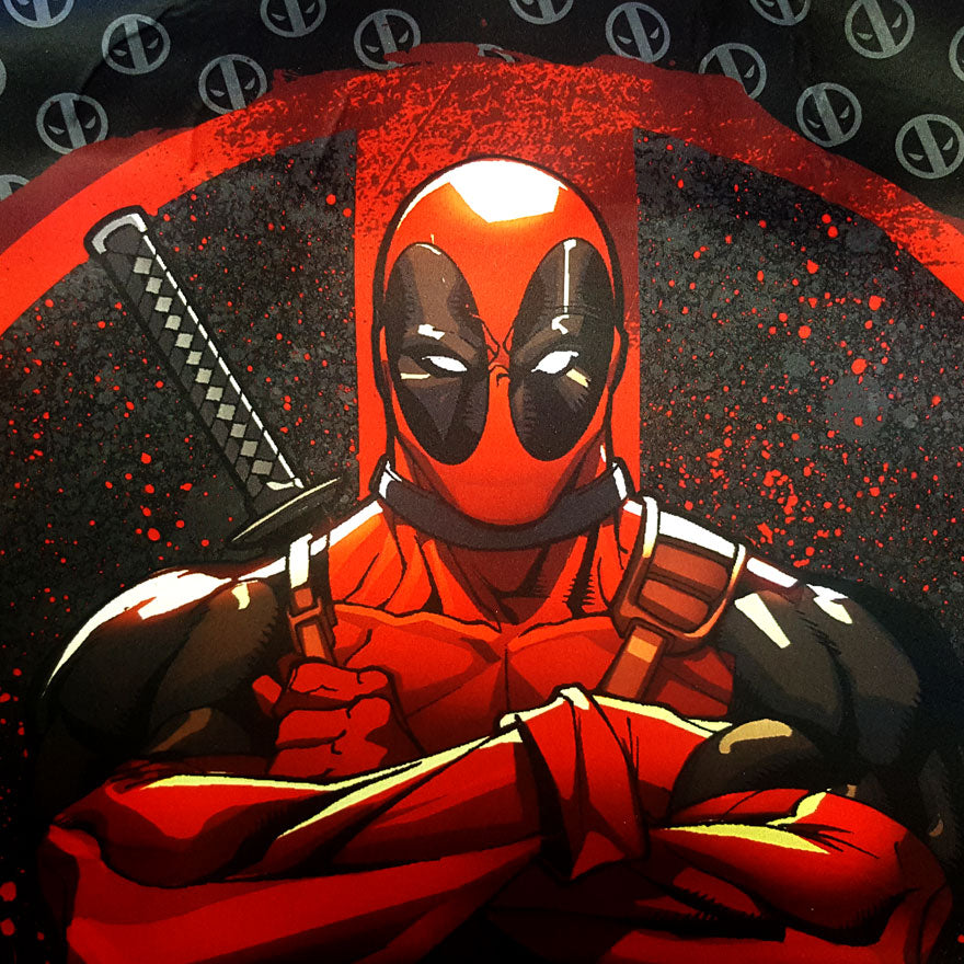 New Pair of Marvel Deadpool Polyester Fabric Automotive Car Truck SUV Seat Covers Set and 3D Decal