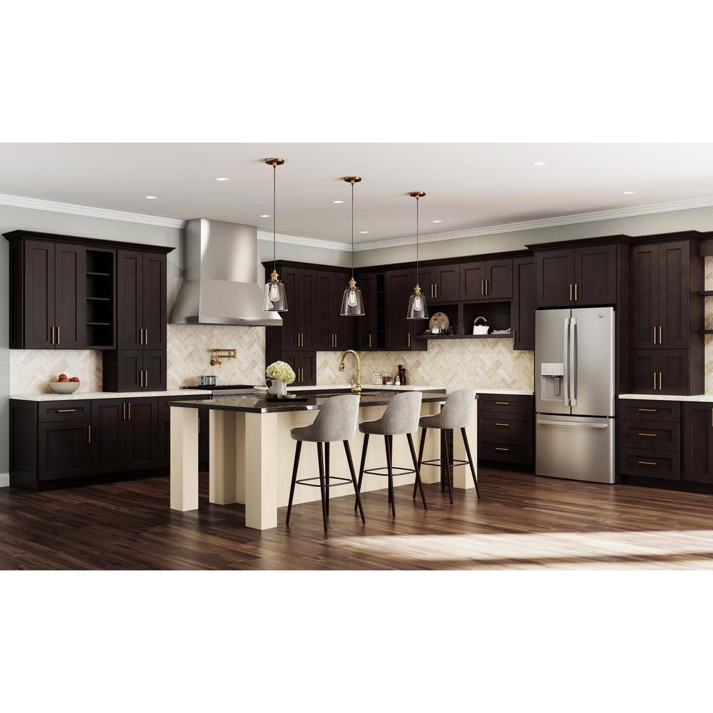 Home Decorators Collection Franklin Assembled 18x34.5x24 in. Plywood Shaker Base Kitchen Cabinet Right with Soft Close in Stained Manganite B18R-FMG