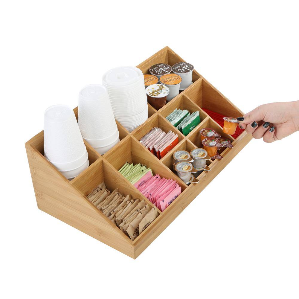 Mind Reader 11-Compartment Breakroom Coffee Condiment Organizer Brown COMORGBM-BRN