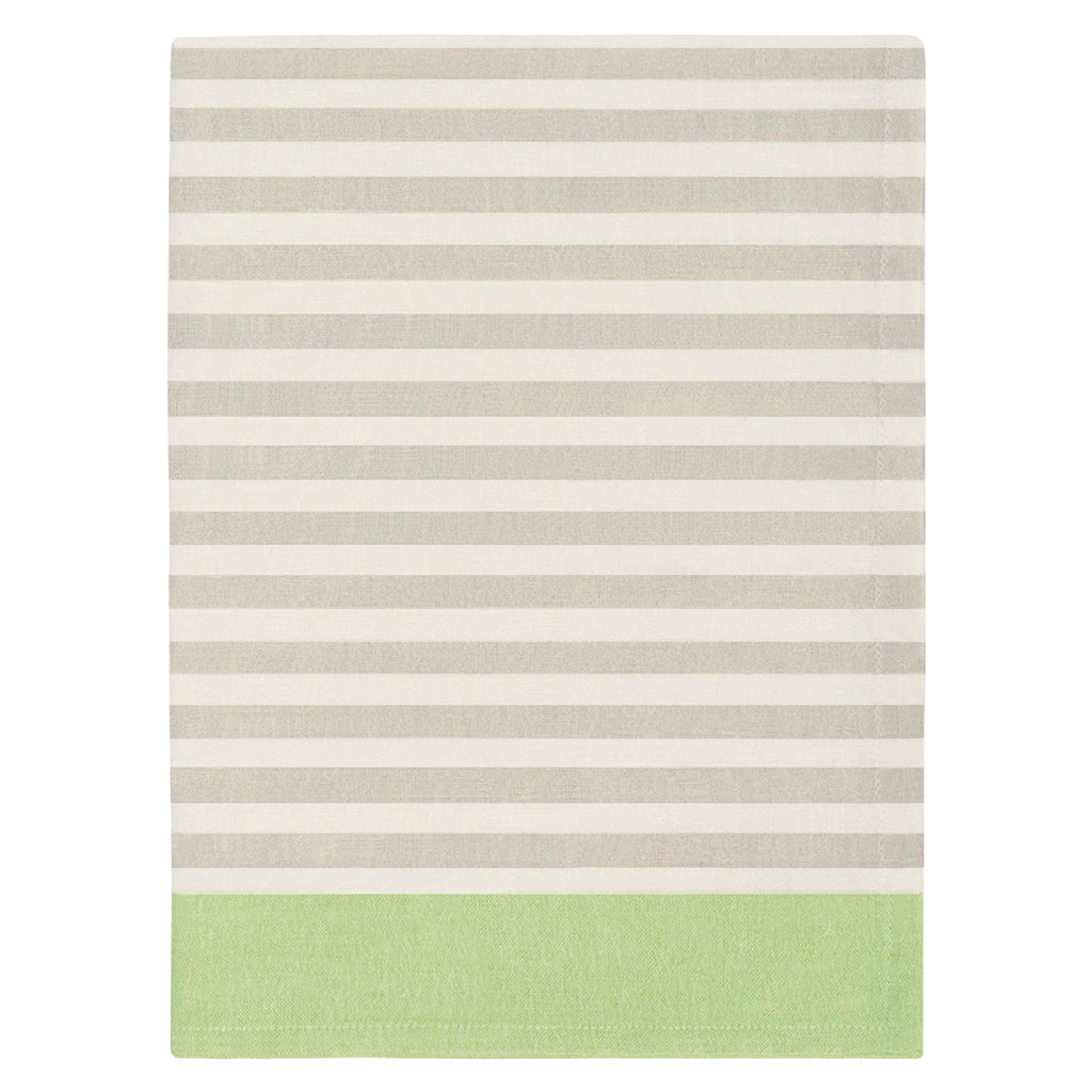 Border Stripe Beige and Green Tea Towel  