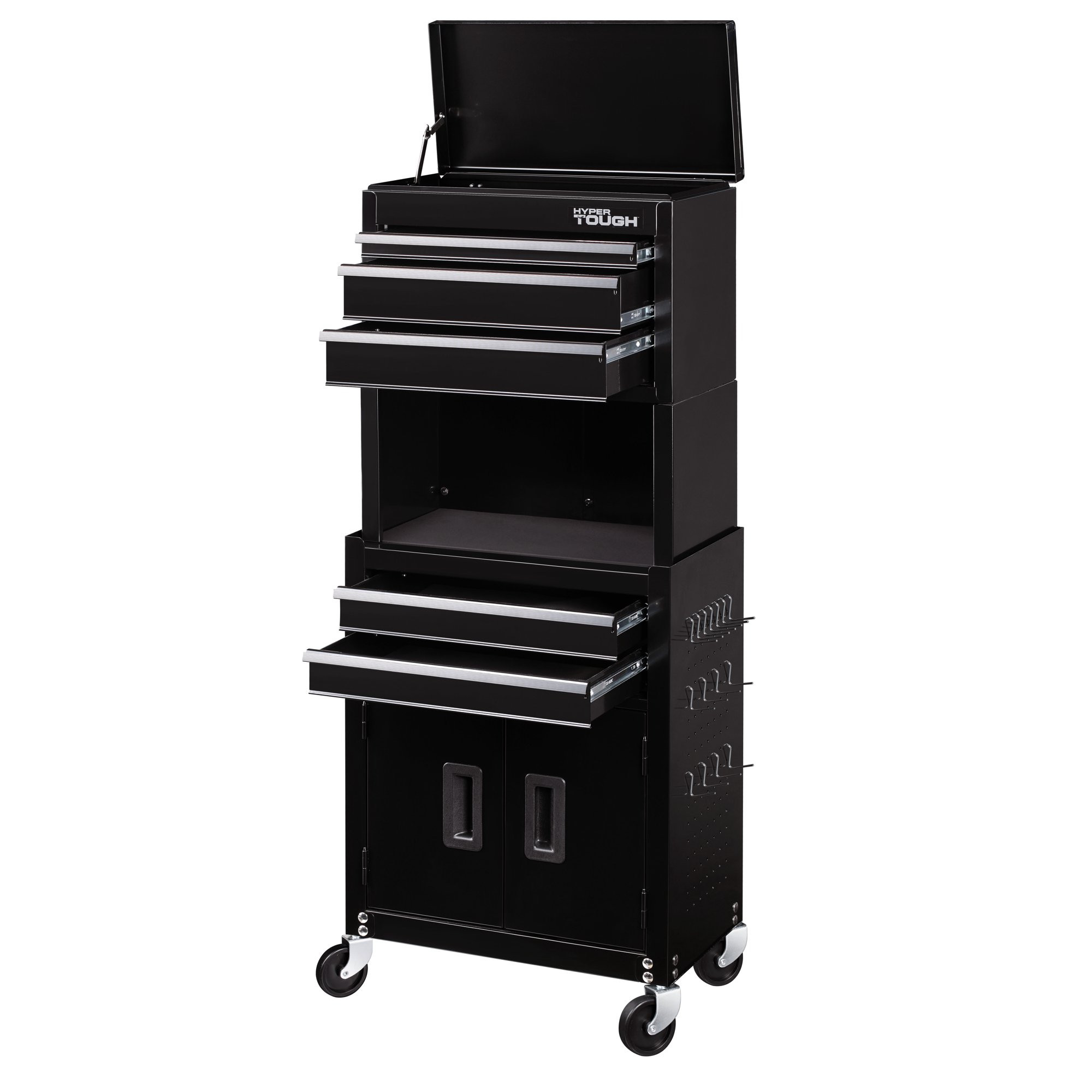 Hyper Tough 20-In 5-Drawer Rolling Tool Chest and Cabinet Combo with Riser， W20CMB5R