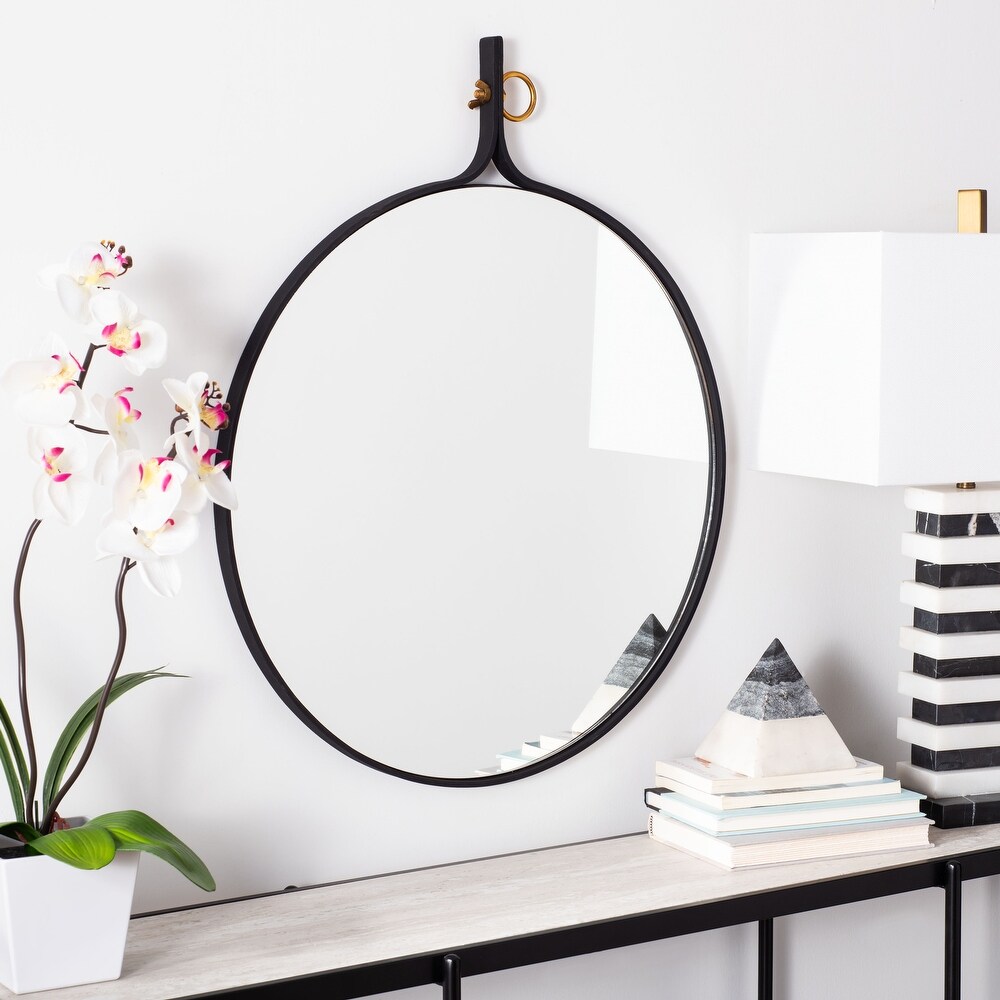 SAFAVIEH Chandlen 24 inch Black Round Mirror   24\