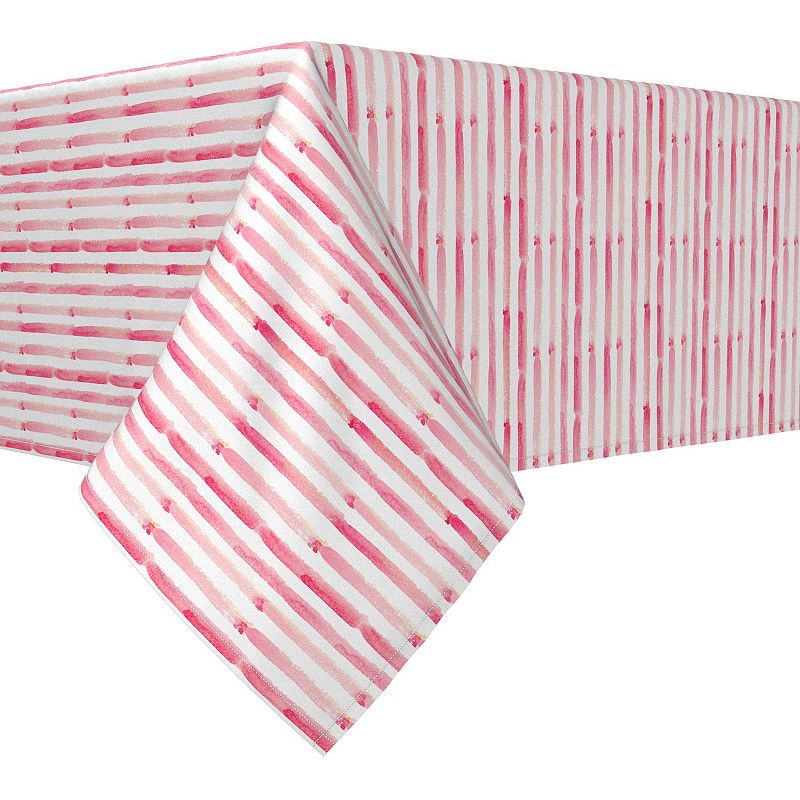 Square Tablecloth， 100% Polyester， 60x60， Pink Watercolor Stripes