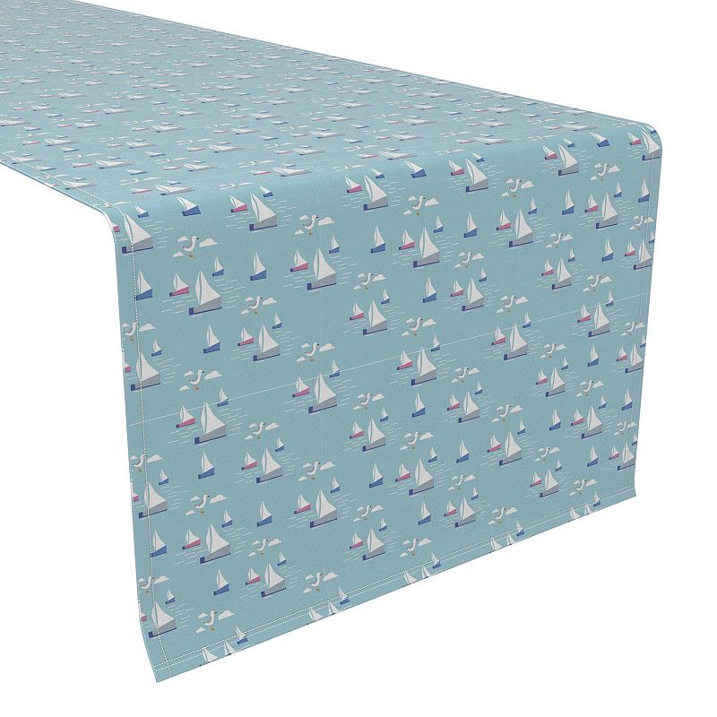 Table Runner， 100% Polyester， 12x72， Summertime Seagulls and Sailboats