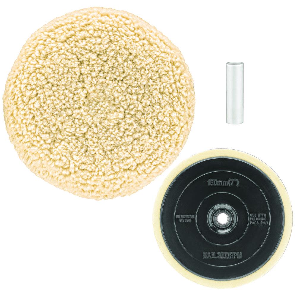 DW 7-in Wool Buffing Pad and Backing Pad Combo Kit DW4985CL from DW