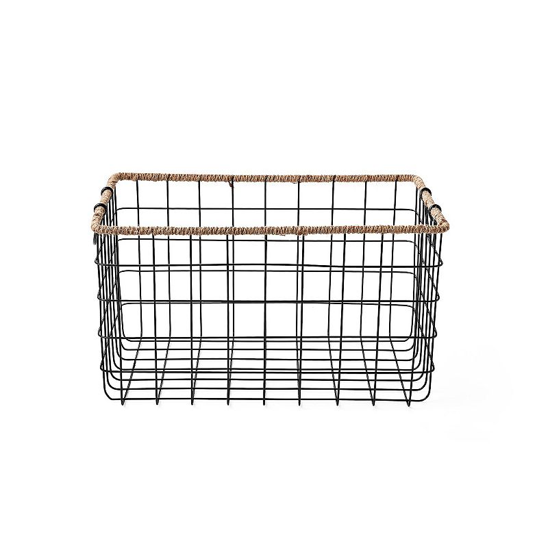 Saddle River Black Rectangular Grid Wire Baskets 3-pc. Set