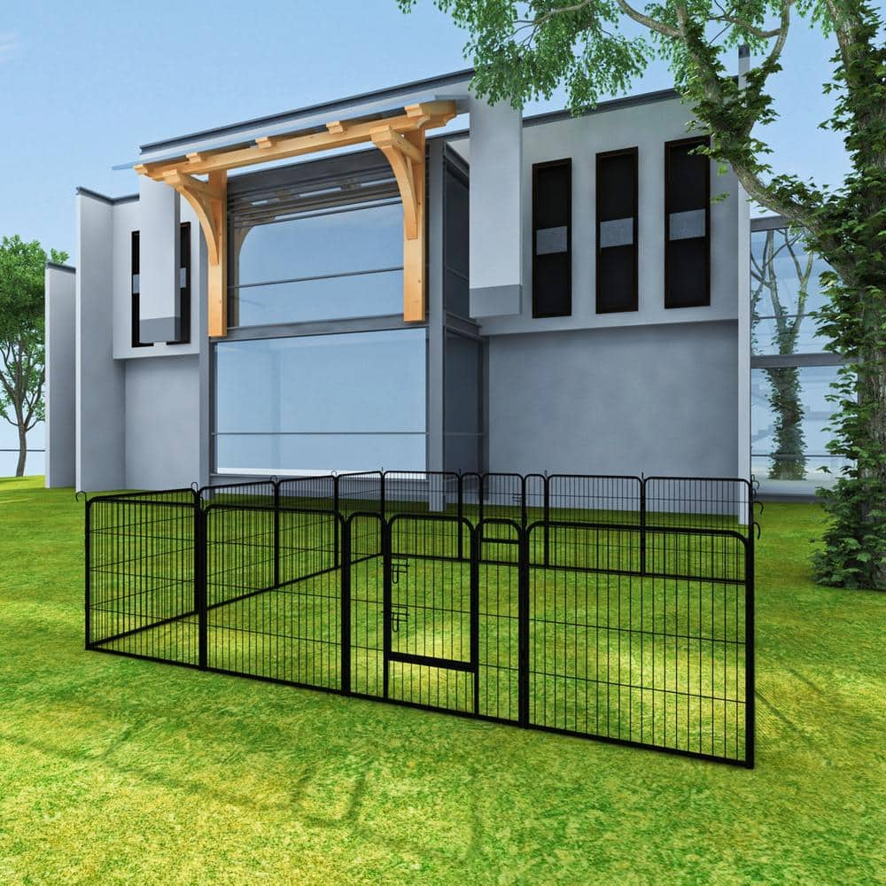 Tatayosi Coverage Area 0.002-Acre Wireless 16-Panels Large outdoor Iron Puppy Dog Fence Pet Dog Playpen J-Y-W24138332