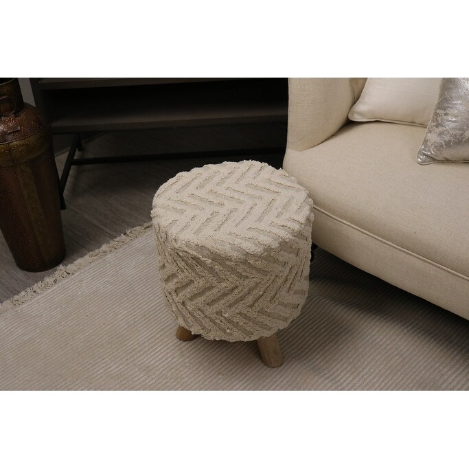 Home Manor Bordeaux Cotton Round Stool