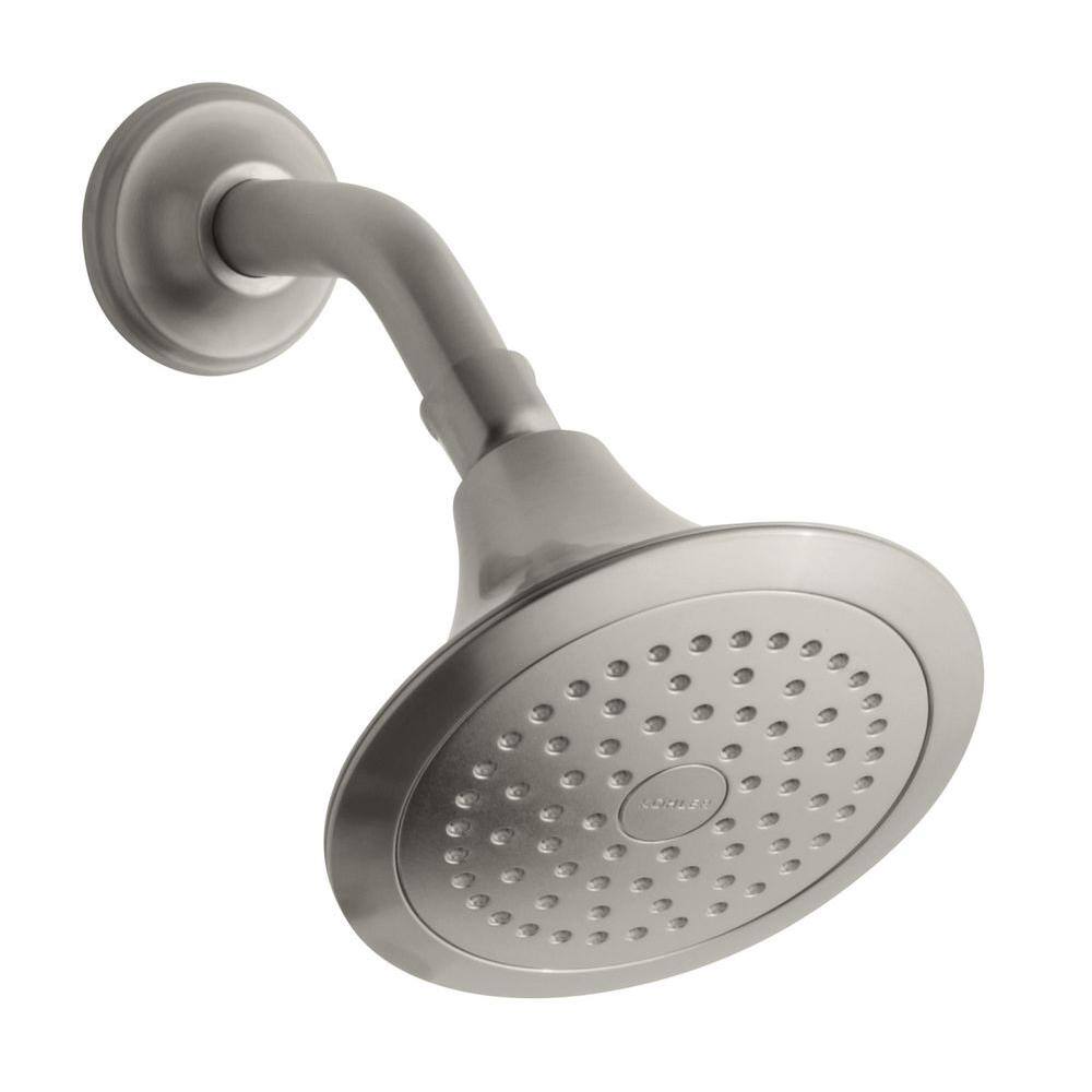 KOHLER Forte 1-Spray 5.5 in. Single Wall Mount Fixed Rain Shower Head in Vibrant Brushed Nickel K-R10282-C-BN