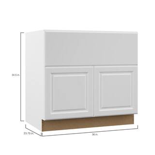 Hampton Bay Designer Series Elgin Assembled 36x34.5x23.75 in. Farmhouse Apron-Front Sink Base Kitchen Cabinet in White BSA36-ELWH