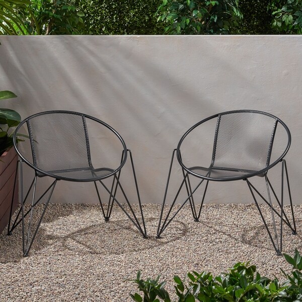 Outdoor Iron Frame Chairs with Mesh Design，Hairpin Legs