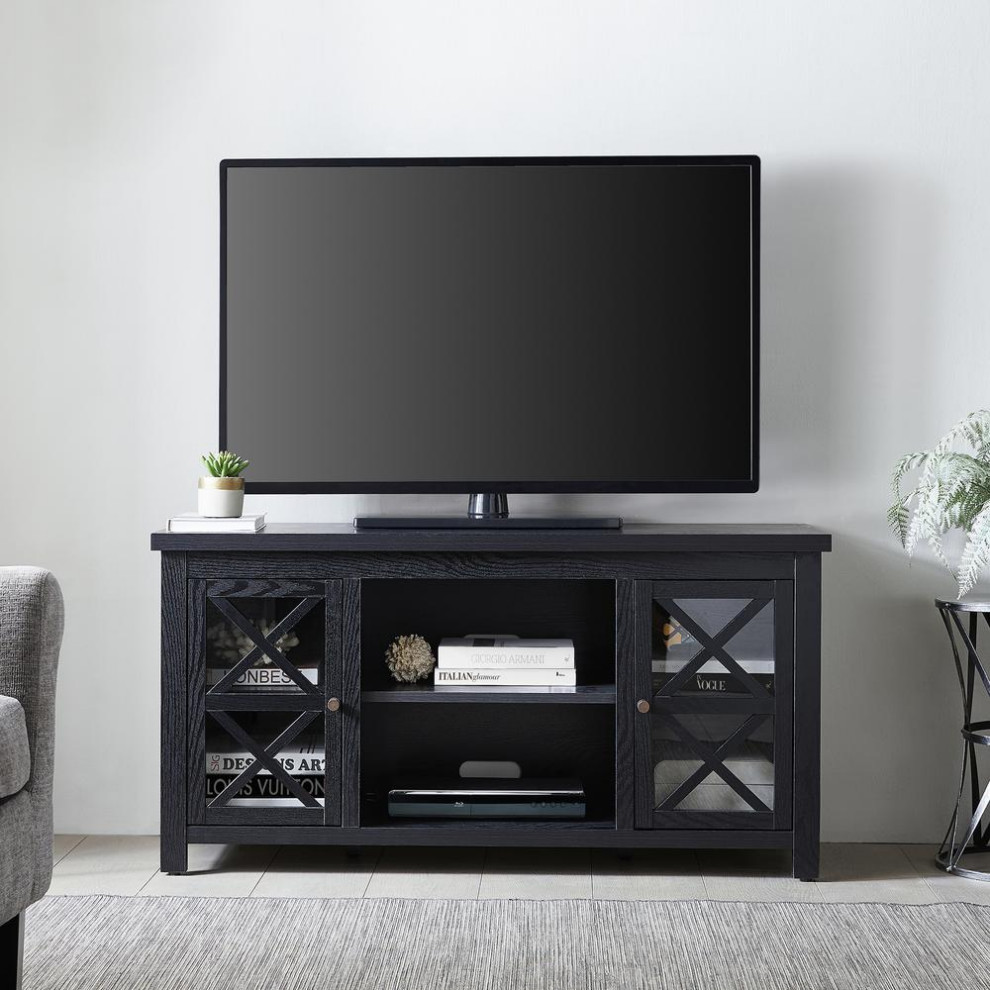 Colton Rectangular TV Stand for TV  x27s up to 55 in Black   Contemporary   Entertainment Centers And Tv Stands   by BisonOffice  Houzz