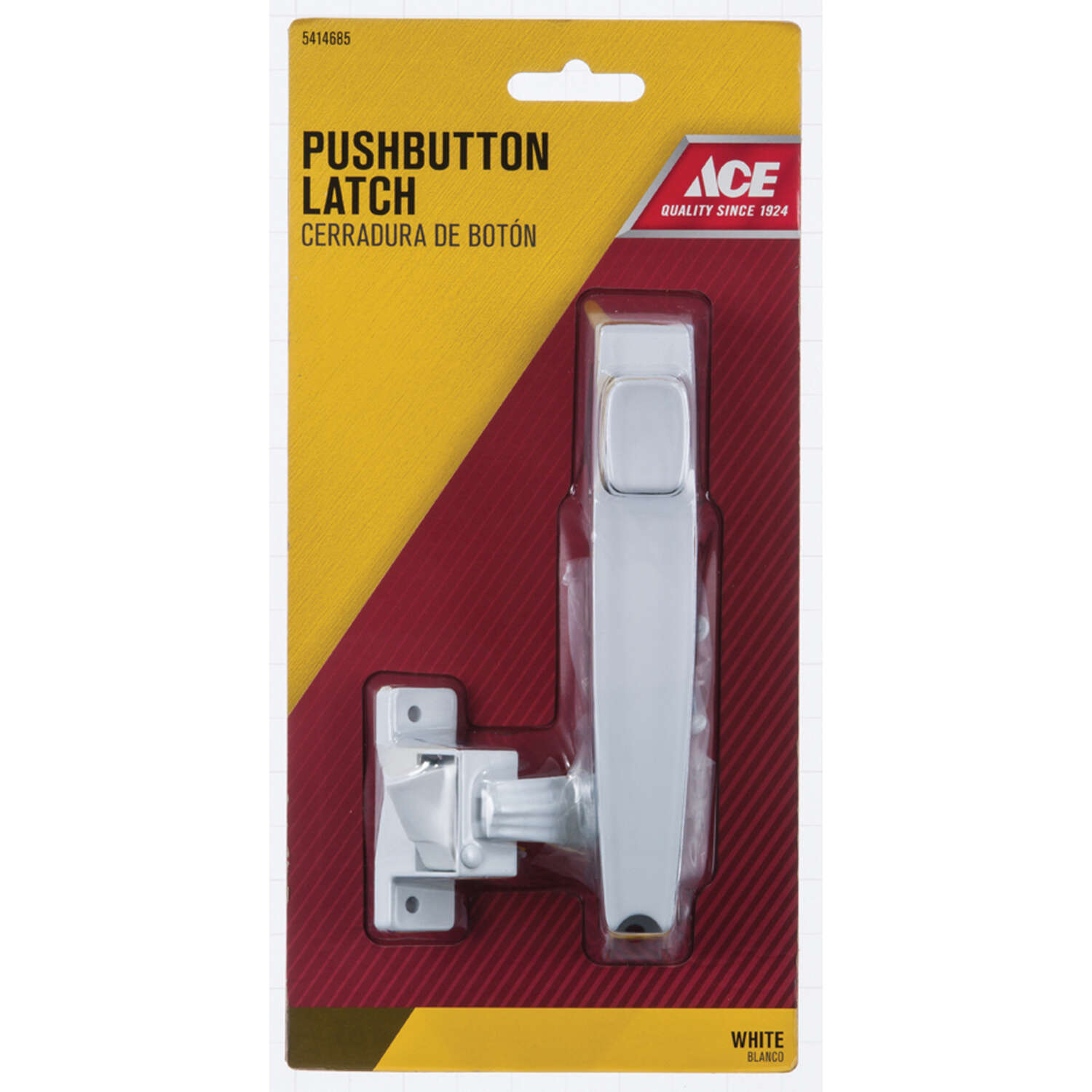 Ace White White Steel Push Button Latch 1 pk