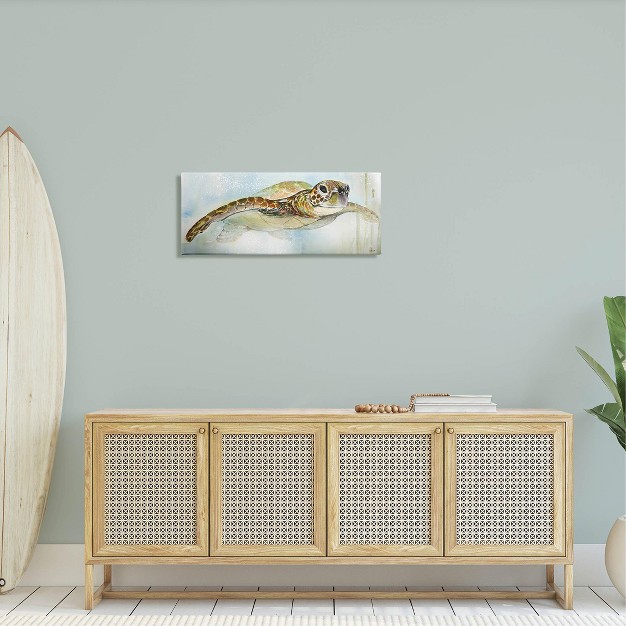 Stupell Industries Peaceful Sea Turtle Swimming Canvas Wall Art