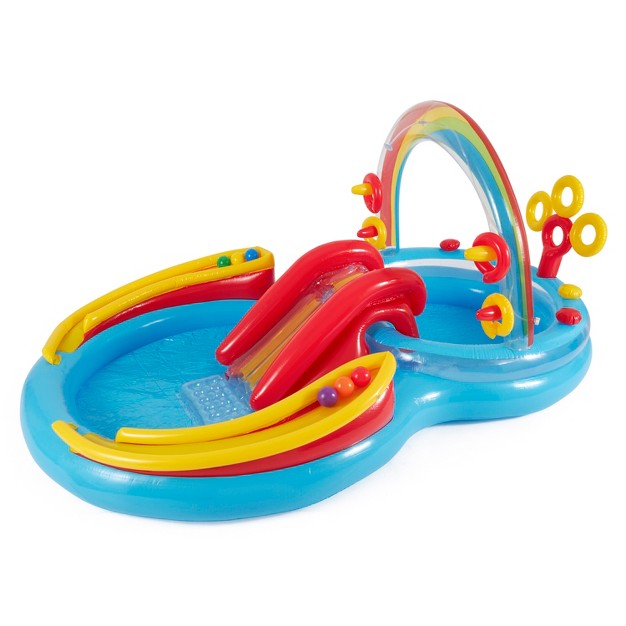 Intex Rainbow Slide Inflatable Pool And Water Slide Ring Center