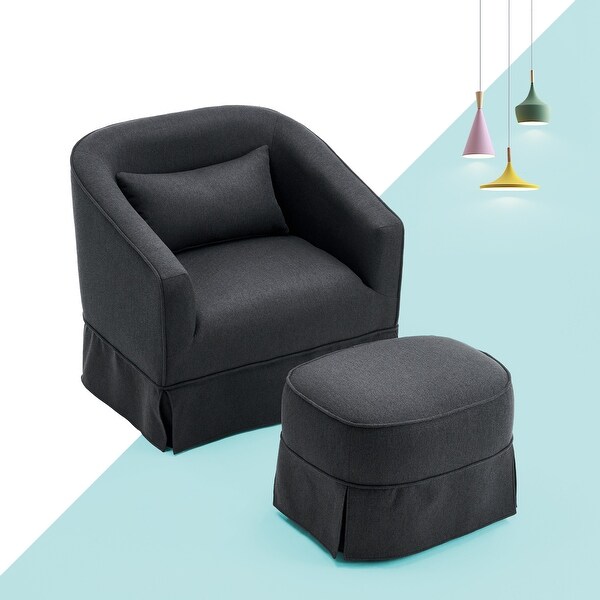 Swivel Barrel Chair With Ottoman，Swivel Accent Chairs Armchair for Living Room