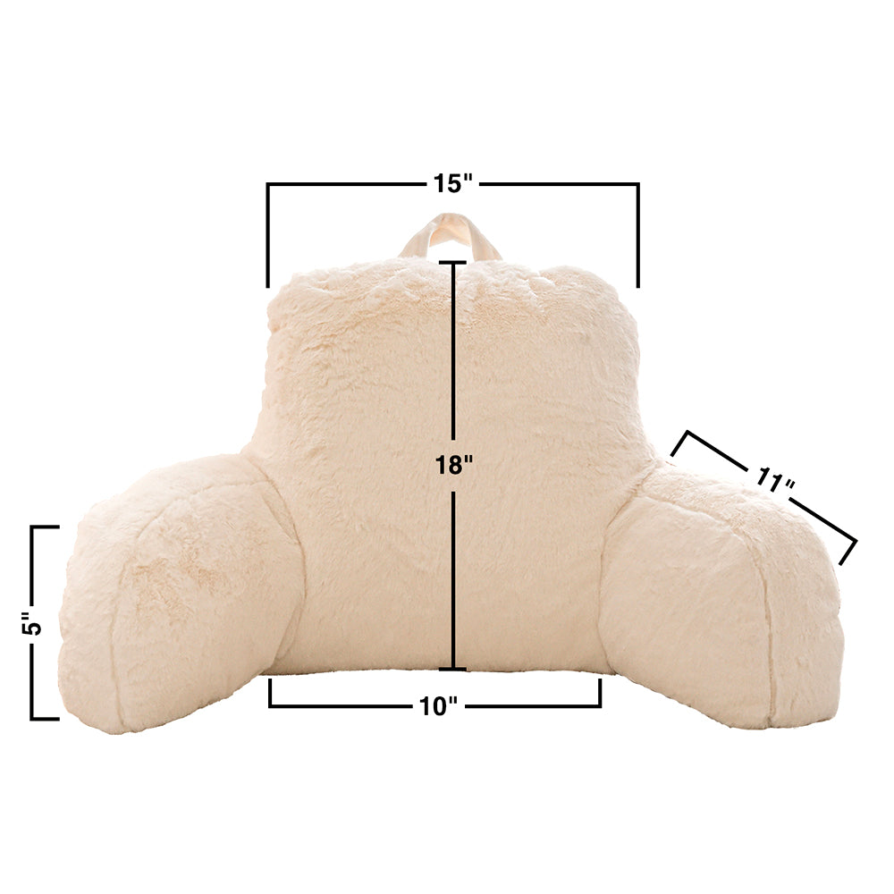 Btargot Faux Fur Lounge Backrest Reading Pillow for the Bed with Arms， Ivory， Specialty Size