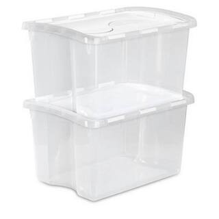 Sterilite 48-Quart Plastic Storage Bin with Hinged Lid  Handles Clear (6 Pack) 6 x 19148006