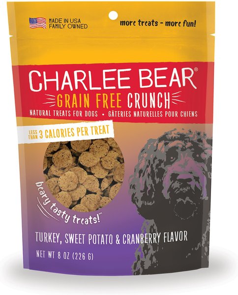 Charlee Bear Natural Bear Crunch Grain-Free Turkey， Sweet Potato and Cranberry Dog Treats