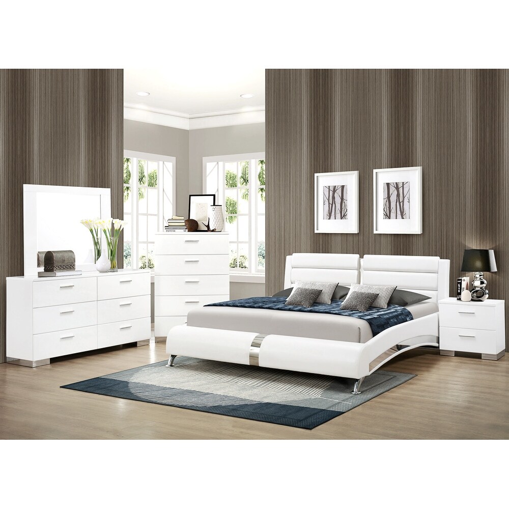 Crisp Contemporary Designed Upholstered Queen Size Bedroom Set Collection