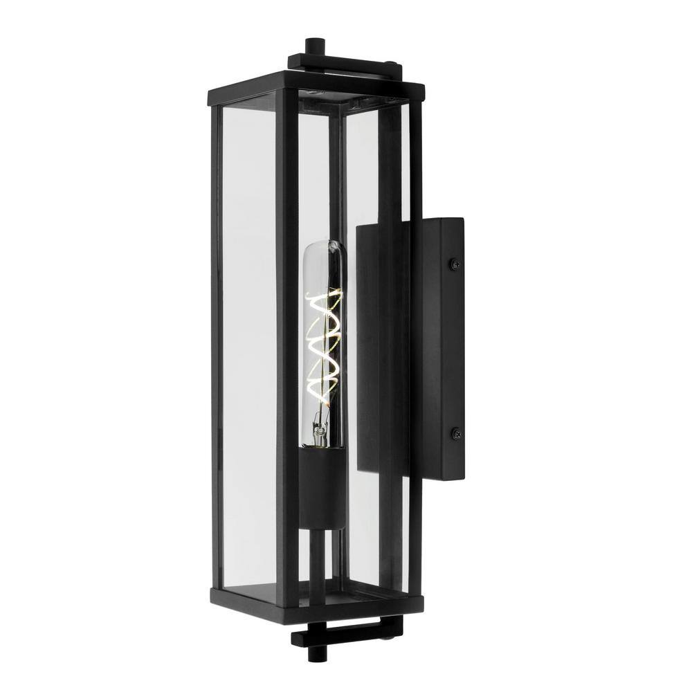 Hampton Bay Meadow Modern 1-Light Matte Black Hardwired Outdoor Large Rectangle Wall Lantern Sconce WWL-005-L-MB