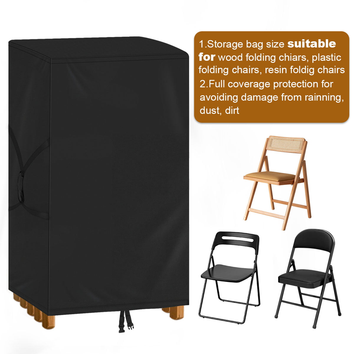 POMER Folding Chair Storage Bag for Plastic, Resin, and Wood Folding Chairs Waterproof Chair Cover with Handle for Chairs Storage and Transport - 20x12x39inch