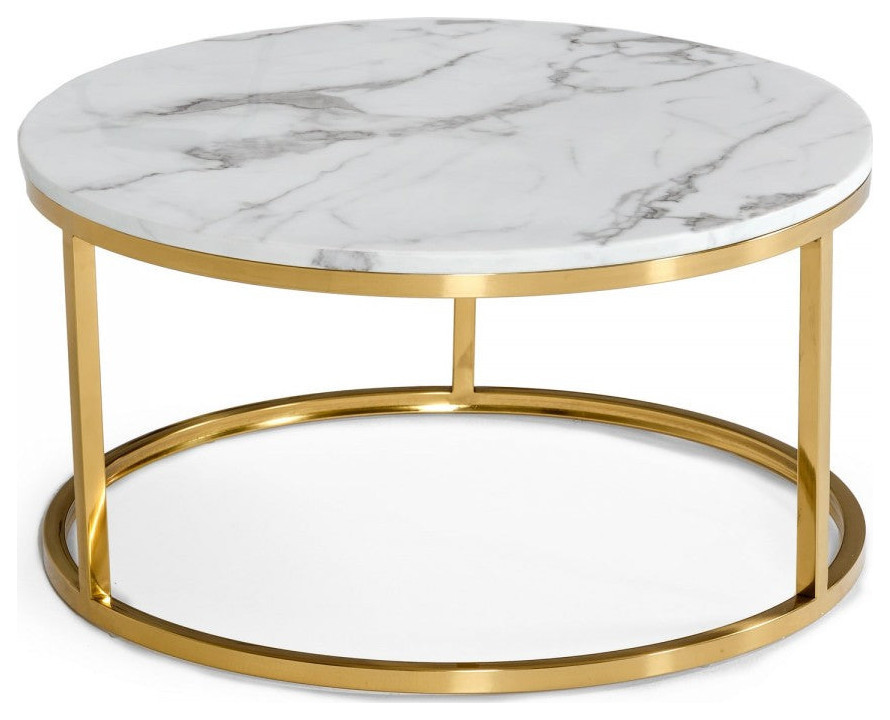 Siorys Modern Gold and Marble Coffee Table Set   Contemporary   Coffee Tables   by Rustic Home Furniture Deco  Houzz