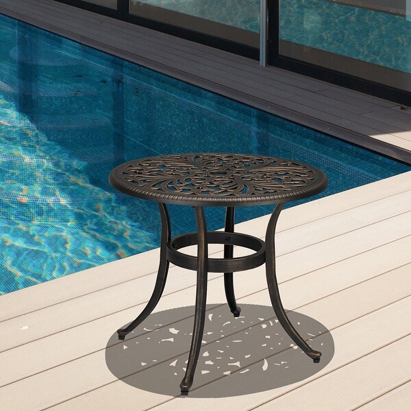 23.6inch Round Side Table，Garden Cast Aluminum Table