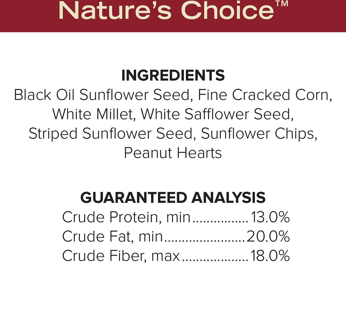 Blue Seal Natures Choice Bird Food， 40-lb bag