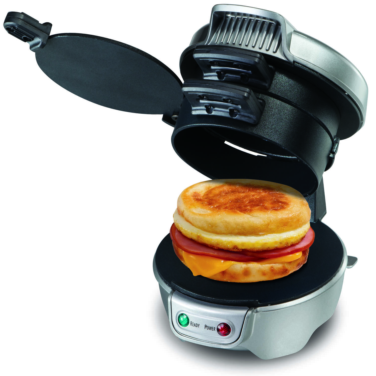 Hamilton Beach 5.6 in. L X 6.3 in. W Metal Nonstick Surface Gray/Black Breakfast Sandwich Maker