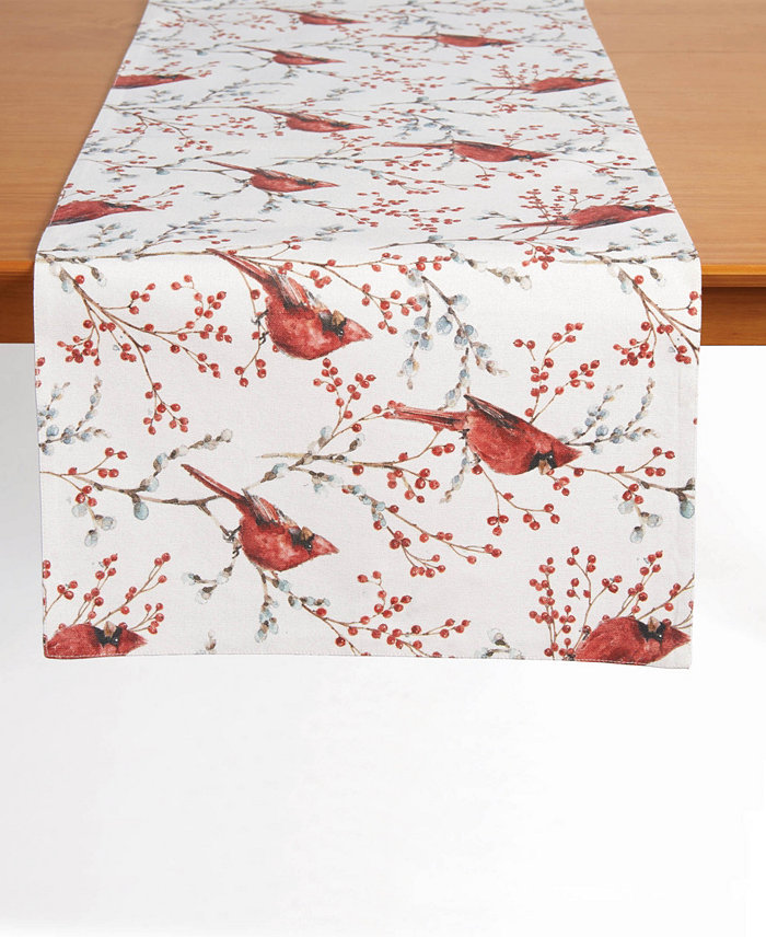 Tableau Cardinal with Berries Table Runner 72 x 14