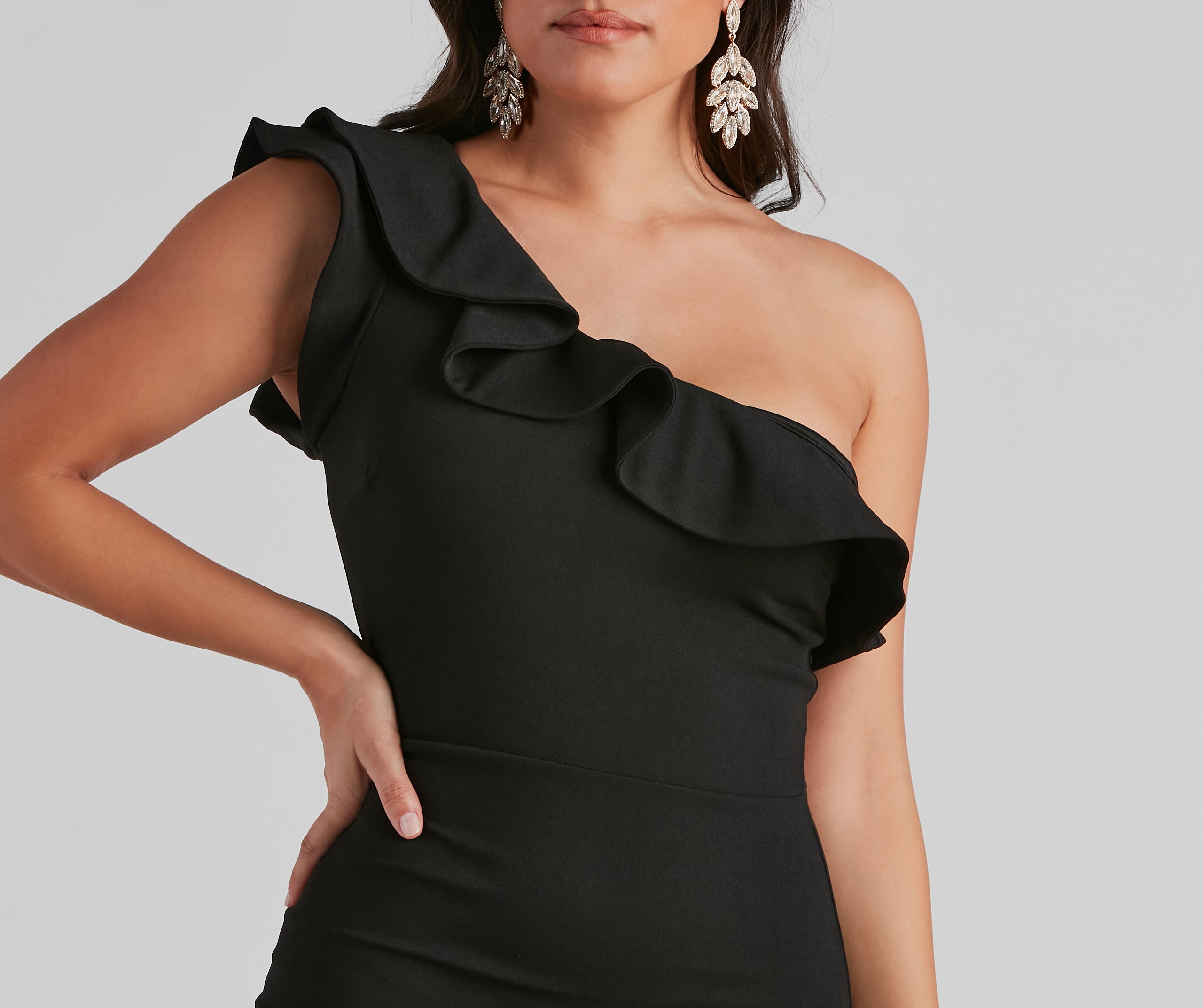 Karrigan Formal One Shoulder Crepe Dress