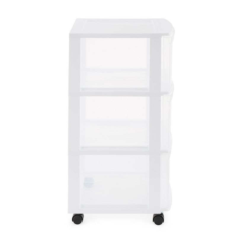 Gracious Living Resin Clear 3 Drawer Storage Chest System with Casters， White