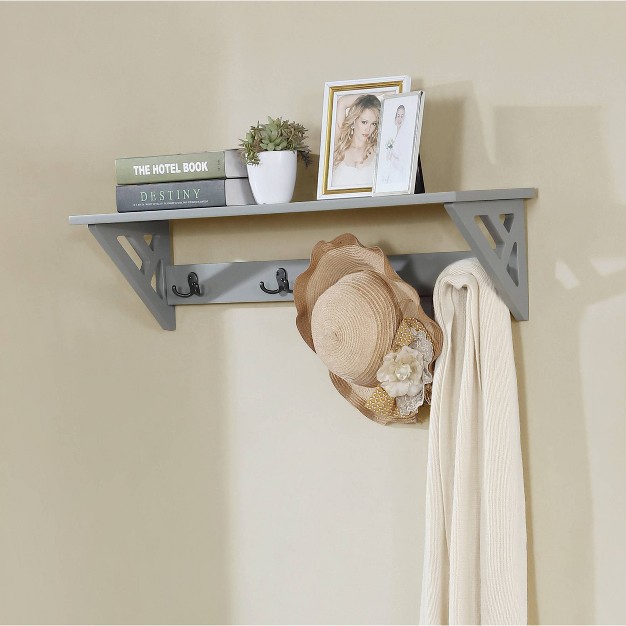 Middlebury Coat Hook With Shelf Gray Alaterre Furniture