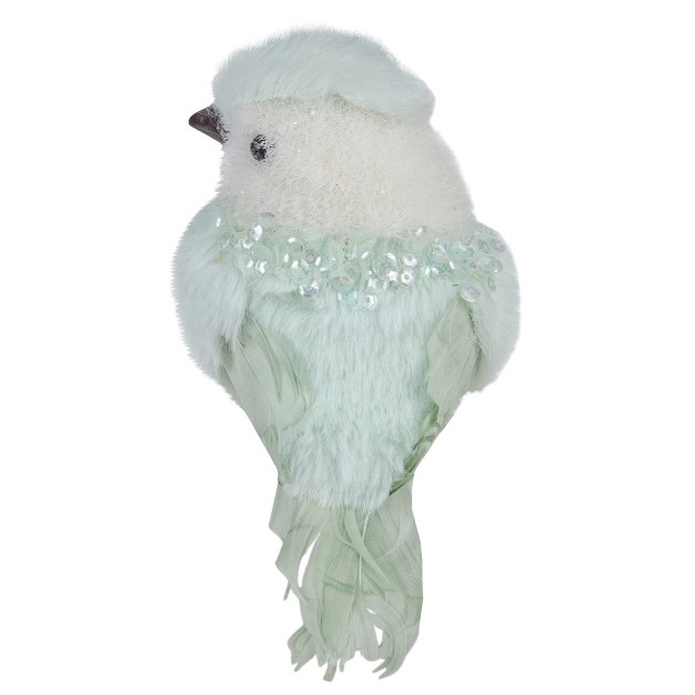 Light Green Table Top Christmas Bird With Sequins