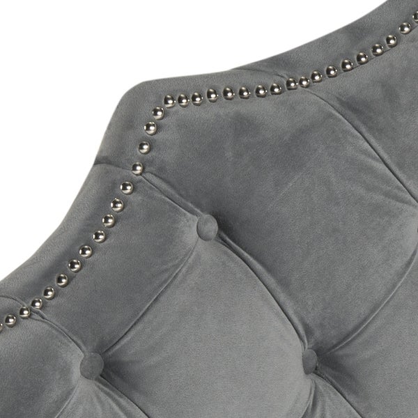 SAFAVIEH Arebelle Pewter Velvet Upholstered Tufted Headboard - Silver Nailhead (Queen) - - 11551748