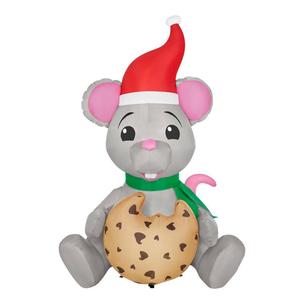 6.5 ft. Animated LED Mouse Eating Cookie Christmas Airblown Inflatable 24GM84487