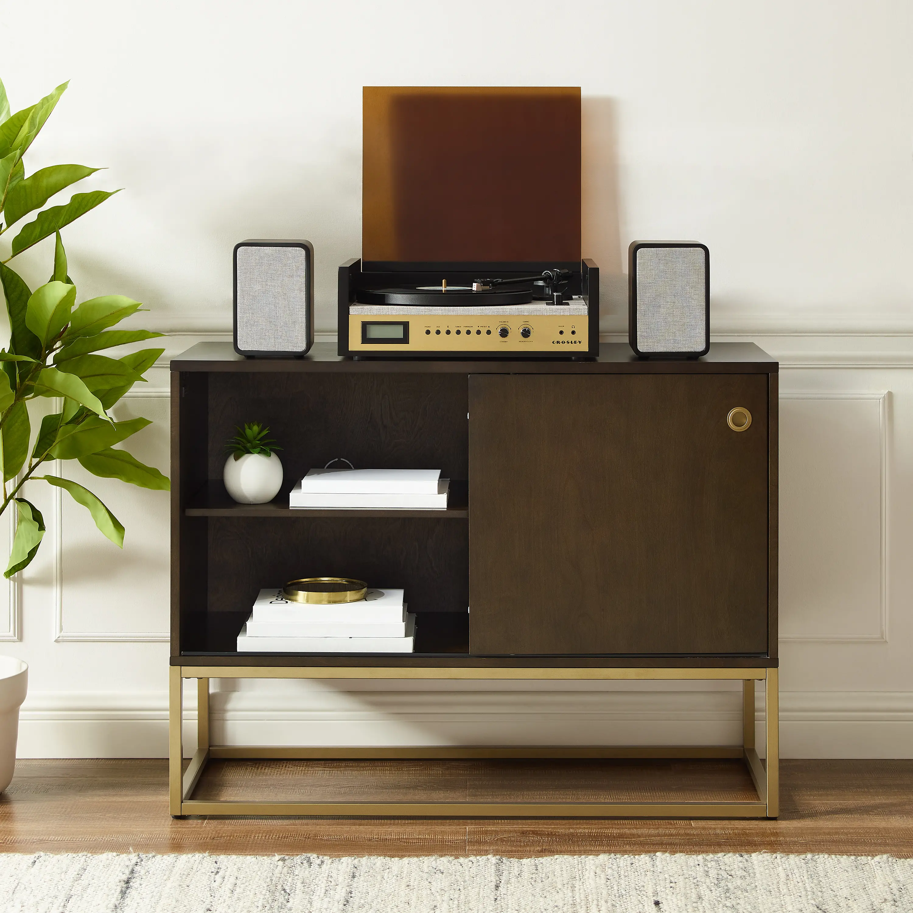 Byron Media Console with Gold Base