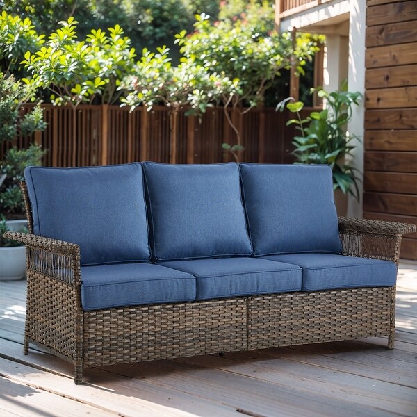 Outdoor Patio Couch Wicker Sofa with Deep Seating